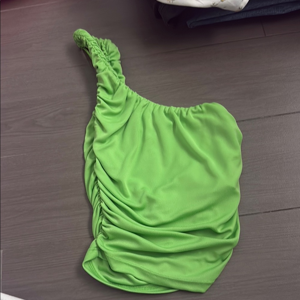 Zara Green One-Shoulder Tank Top